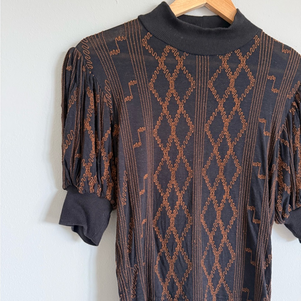 Free People Embroidered Puff Sleeve Top - Picture 4 of 7